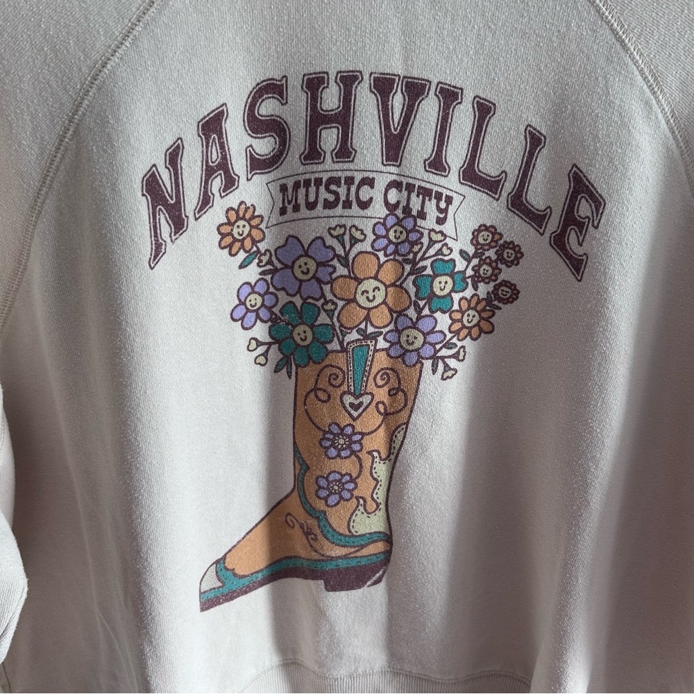 👢Originality | Nashville Floral WesternCowboy Boot Sweatshirt - Cream Small - Picture 3 of 7